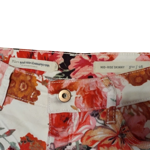 Anthropologie Pilcro and the Letterpress Rose Floral Mid Rise Skinny Jeans 28 - Picture 3 of 4